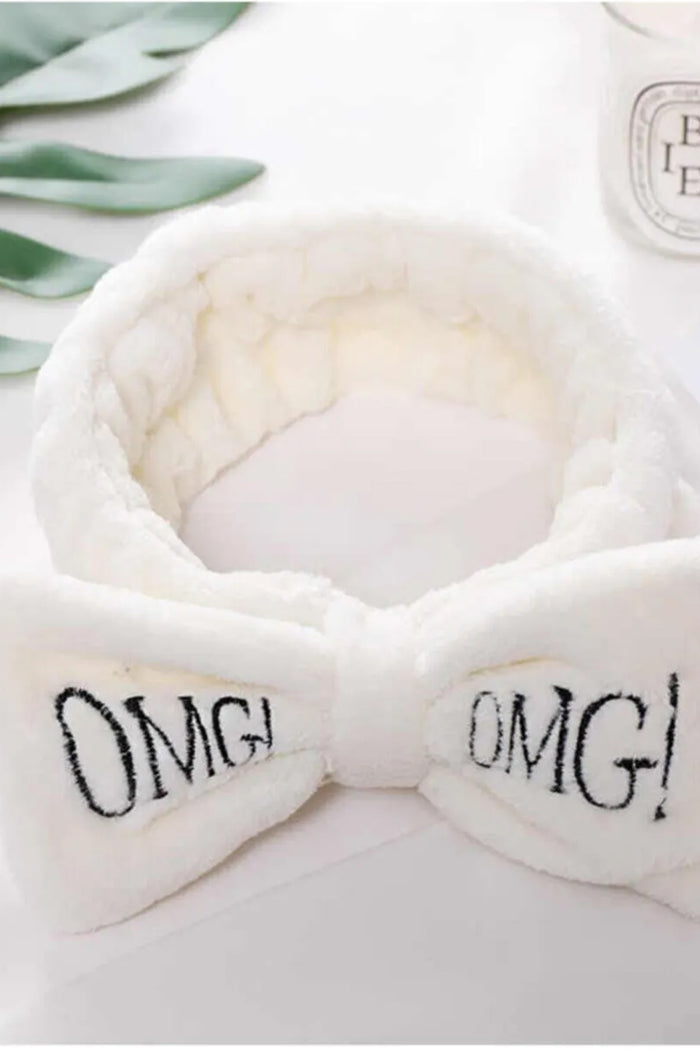 Omg Pelüş Saç Bandı Makyaj Saç Aksesuar Lastikli Beyaz - Indirimsepeti