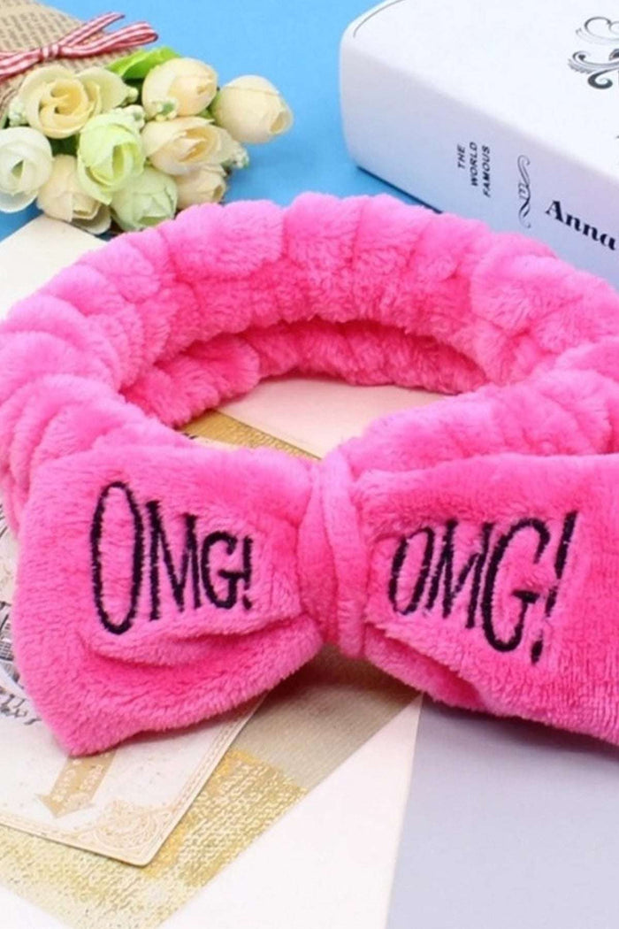 Omg Pelüş Saç Bandı Makyaj Saç Aksesuar Lastikli Fuşya - Indirimsepeti