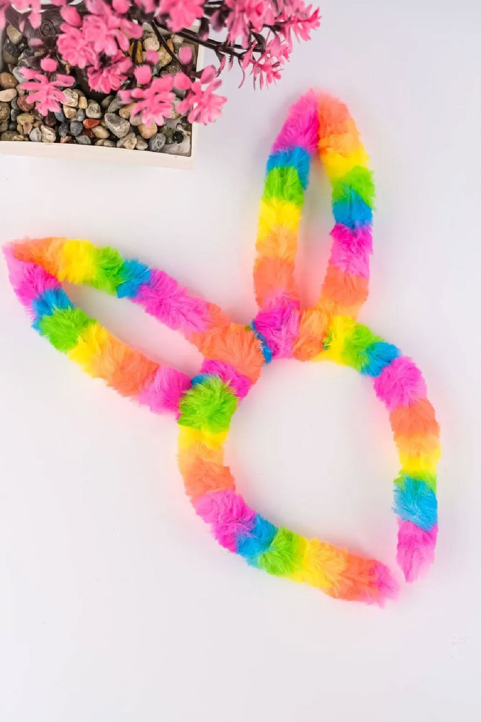 Renkli tavşan kulaklı Gökkuşağı Çocuk Tacı Pelüş Taç - Indirimsepeti