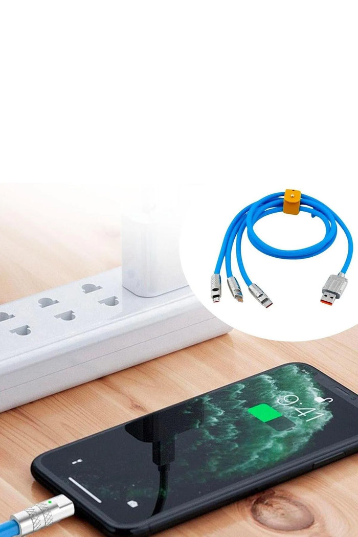 Kutulu 3 Şarj Aleti 1 Arada Çinko Alaşım Hızlı Şarj Kablosu Mavi 3 in 1 - Indirimsepeti