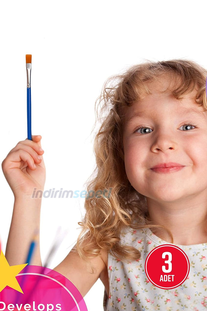 3 Adet Fırça, Akrilik Boya Fırçası, Yağlı Boya Fırcası, Guaj Boya Fırçası - Indirimsepeti
