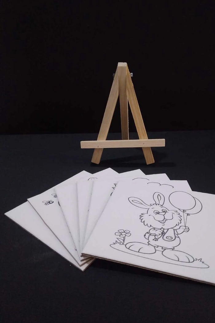 15x15 6 Lı Boyama Seti Resimli Tuval Mini Şövale 5ml 6lı Akrilik Boya Fırça Hediye - Indirimsepeti