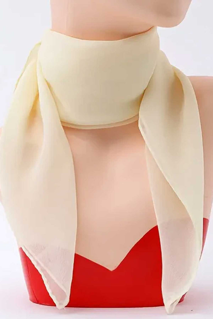 Krem Şifon Pürüzsüz Fular Zarif Stil Profesyonel Dekoratif Özel Dikim 22 x 124 cm - Indirimsepeti