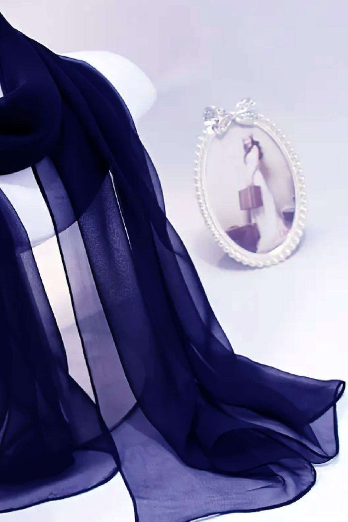 Lacivert Düz Renk Şifon Fular 28x148 cm – İpek Görünümlü Zarif Aksesuar - Indirimsepeti