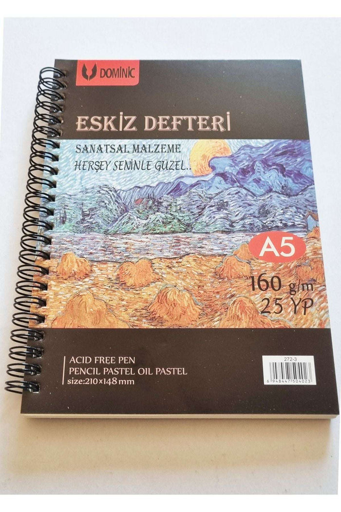 A5 Eskiz Defteri Sol Yandan Metal Spiralli Dmnc Sketch Art Book 160gr 25 Yaprak - Indirimsepeti