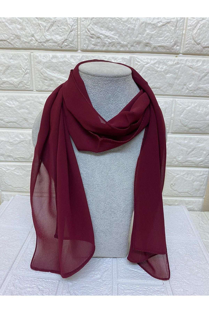 Fular Bordo Düz Renk Şifon Fular 28x148 cm – İpek Görünümlü Zarif Aksesuar - Indirimsepeti