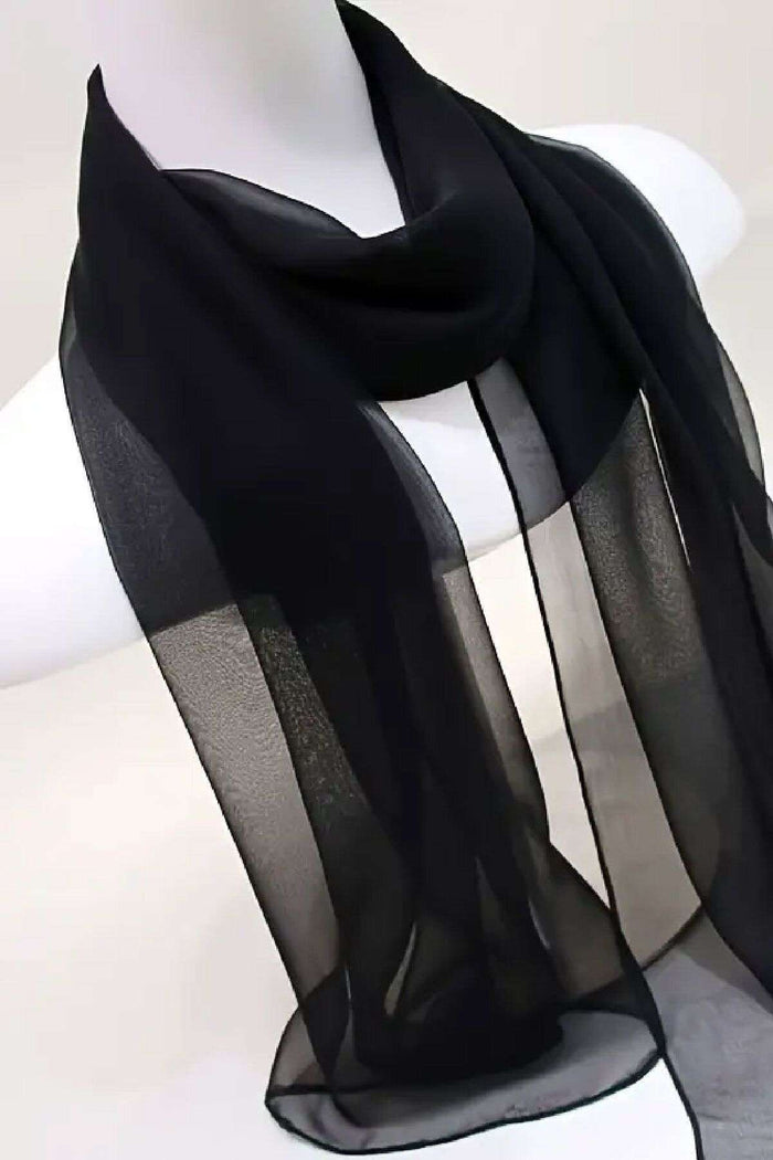 Siyah Şifon Pürüzsüz Fular Zarif Stil Profesyonel Dekoratif Özel Dikim 22 x 124 cm - Indirimsepeti