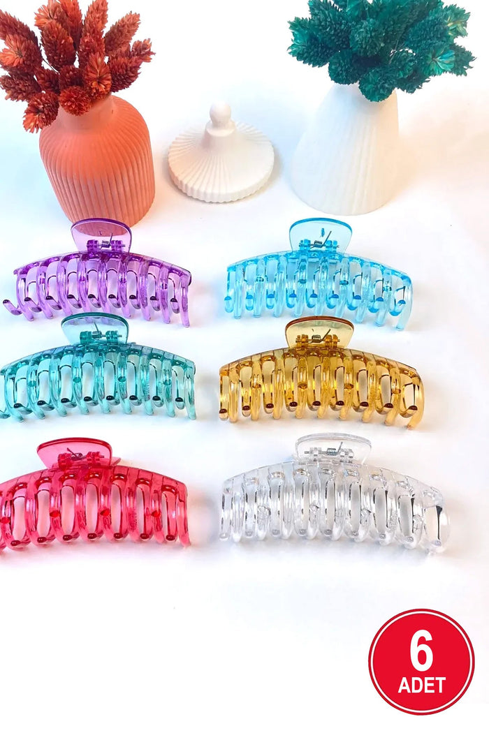 Kadın 6'lı Xl Şeffaf Kaydırmaz Topuz Mandal Saç Toka Yerli - Indirimsepeti