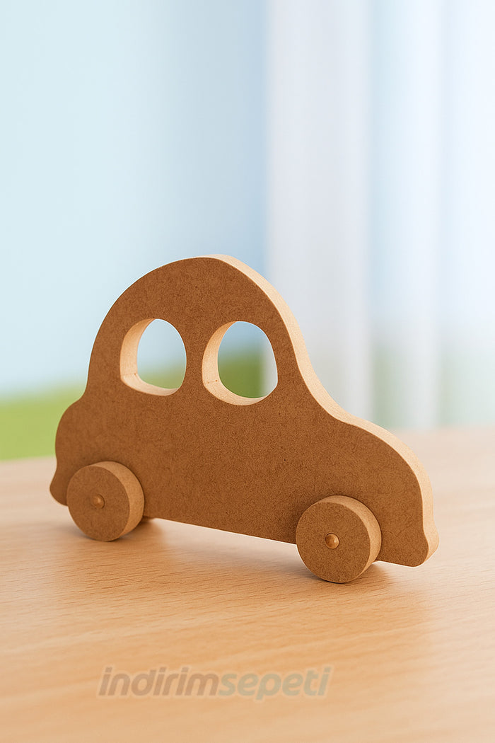 Ahşap Araba Boyama Objesi – 21×14 cm | Çocuk Atölye Boyama Malzemesi