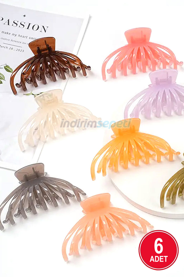 Kadın 6'lı Xl Şeffaf Kaydırmaz Topuz Mandal Saç Toka Yerli - Indirimsepeti