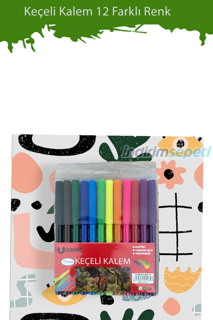 Keçeli Kalem Farklı Renkler 12'li - Indirimsepeti