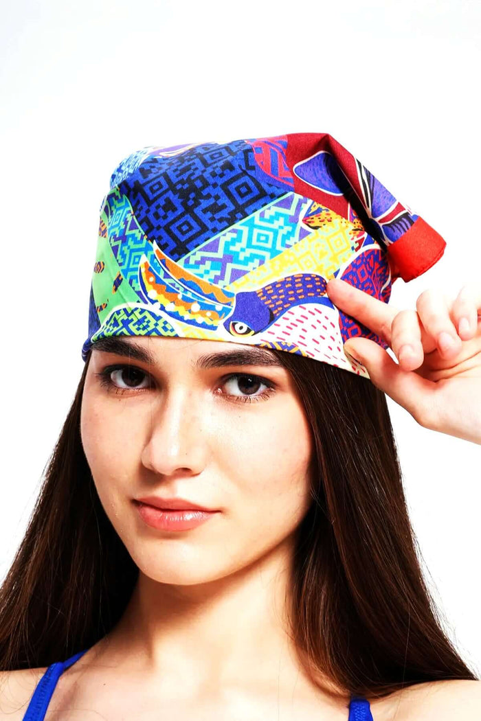 Saten Kumaş Fular Parlak ve Soft ipeksi Bandana Toucan bird pattern Tukan Kuşu desenli - Indirimsepeti