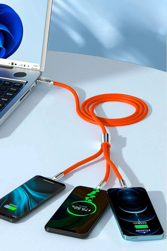 3 Şarj Aleti 1 Arada Çinko Alaşım Hızlı Şarj Kablosu Turuncu - Indirimsepeti