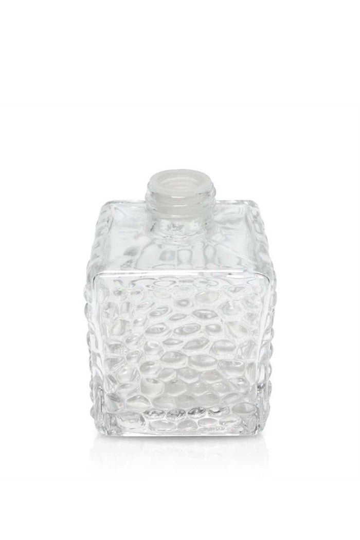 Şişe Cam Kare Oda kokusu için kabartmalı tasarımlı Parfüm Şişesi 100 cc Kapaksız - Indirimsepeti
