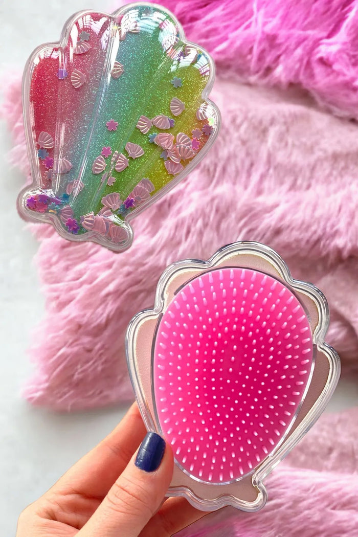 Saç Tarama Fırçası Deniz Kabuğu Simli anti-statik saç fırçası Seyahat Tatil Tarak - Indirimsepeti