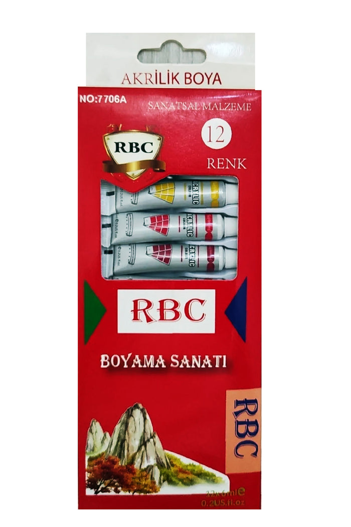 RBC Akrilik Boya 12 Renk 6ml Tüp 1 Paket 12 Li Guaj Boya Seti Sanatsal Boya - Indirimsepeti