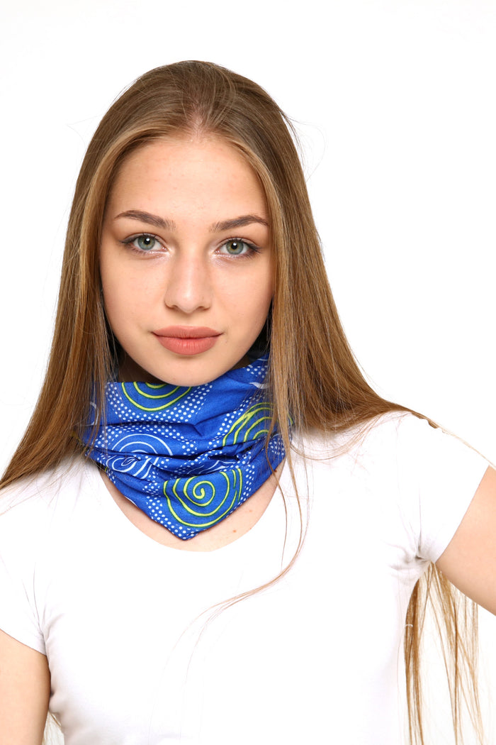 Buff Dikişsiz Boyunluk Maske Baf Bandana Saç Bandı Kamp Aksesuar Güneş Desenli Mavi - Indirimsepeti