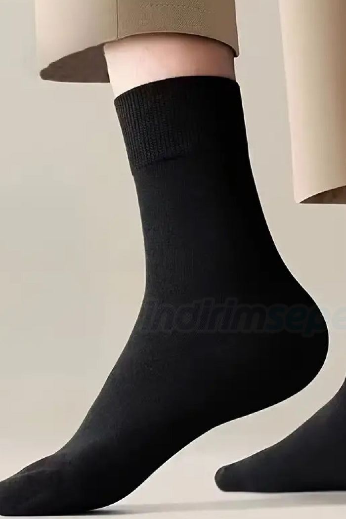 12'li Erkek Klasik Bambu Diyabetik Siyah 4 Mevsim Rahat Nefes Alabilen Yumuşak Çorap - Indirimsepeti