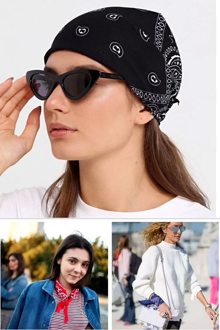 Bandana Etnik Desenli Bisiklet & Motosiklet Etkinlik Gezi Eğlence Siyah Pamuklu - Indirimsepeti