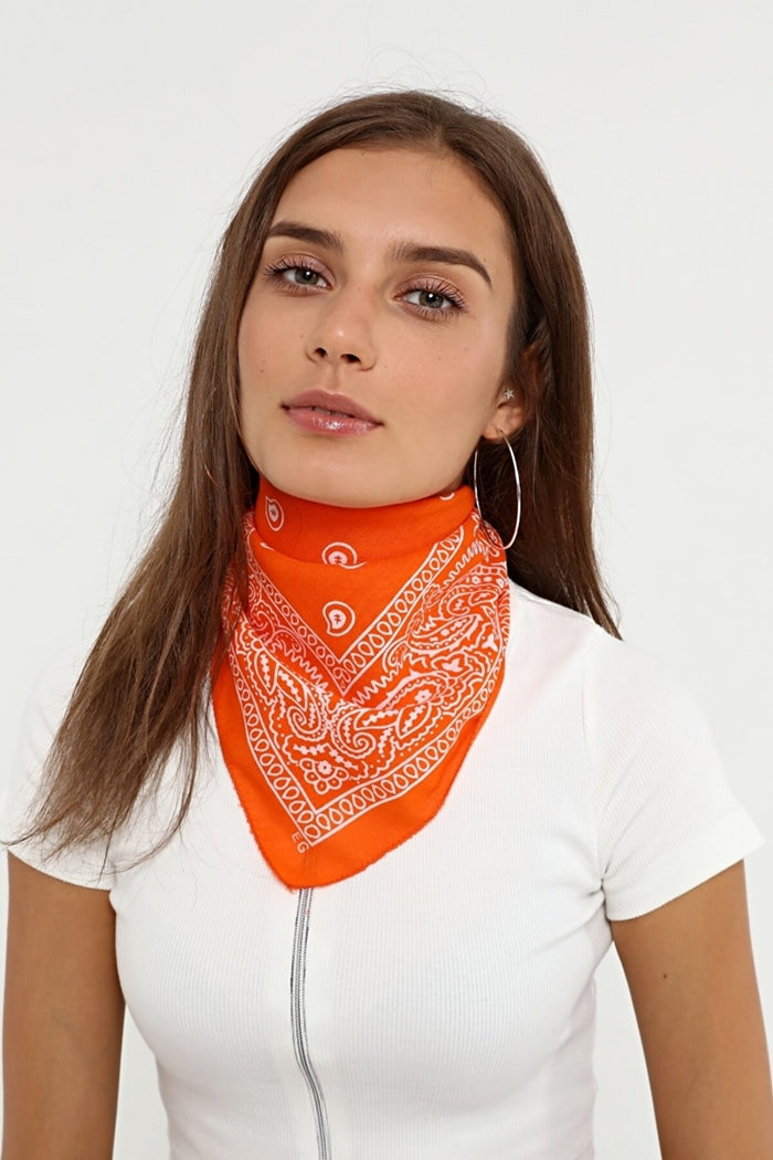Bandana Etnik Desenli Bisiklet & Motosiklet Etkinlik Gezi Eğlence Pamuklu Turuncu - Indirimsepeti