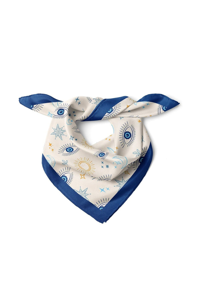 Göz Desenli Saten Kumaş Fular Parlak ve Soft ipeksi Bandana Friendly - Indirimsepeti
