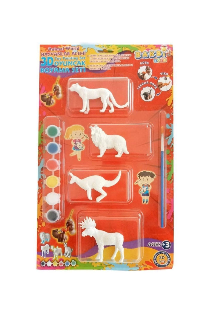 Hayvanlar Boyama Seti 4 Lü 6 lı Boya ve Fırça Seti Kırmızı -101 - Indirimsepeti