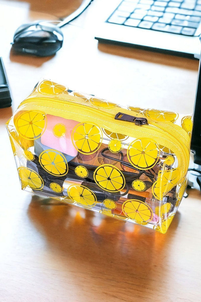 Limon Desenli Şeffaf Makyaj Çantası - Indirimsepeti