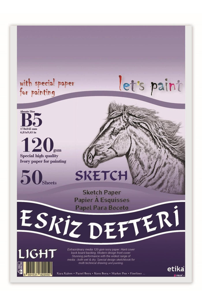 Light 17x24 Cm B5 Sketchbook 120 Gr. Ivory 50 Yaprak Eskiz Defteri - Indirimsepeti
