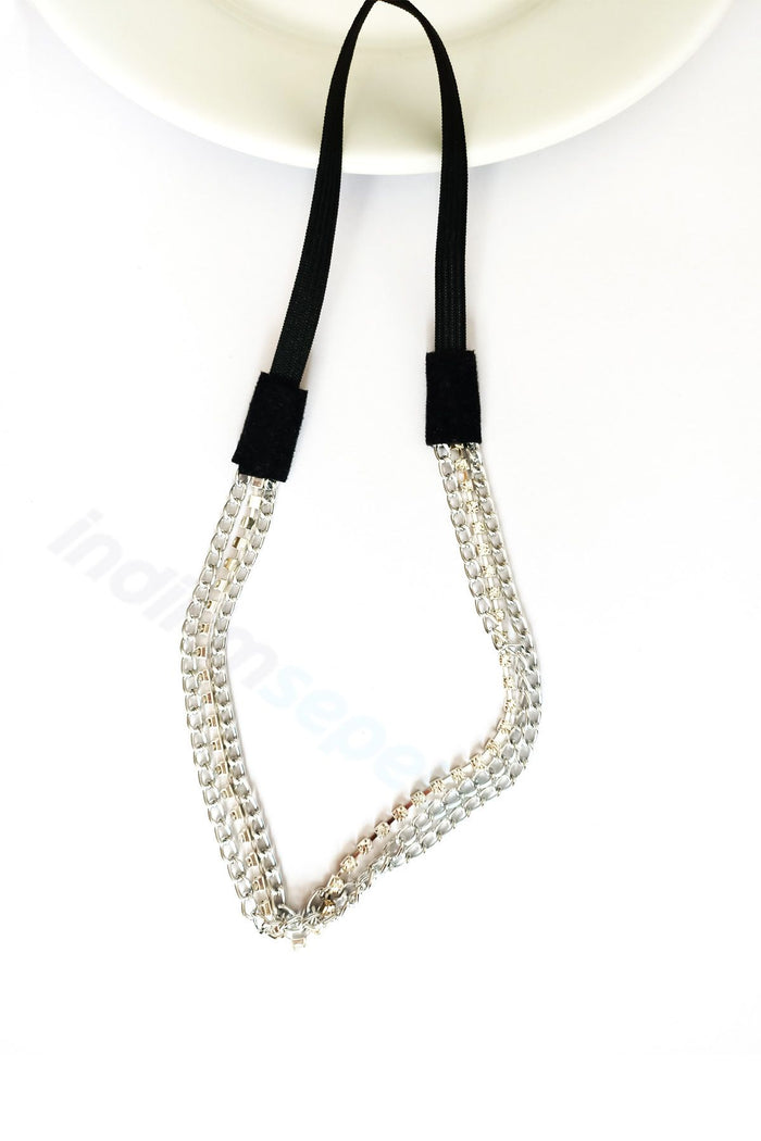 Saç Zinciri Lastikli 3 Sıralı İnci Taşlı Kafa Bandı Gezi Günlük Saç Aksesuar Alın Zinciri - Indirimsepeti