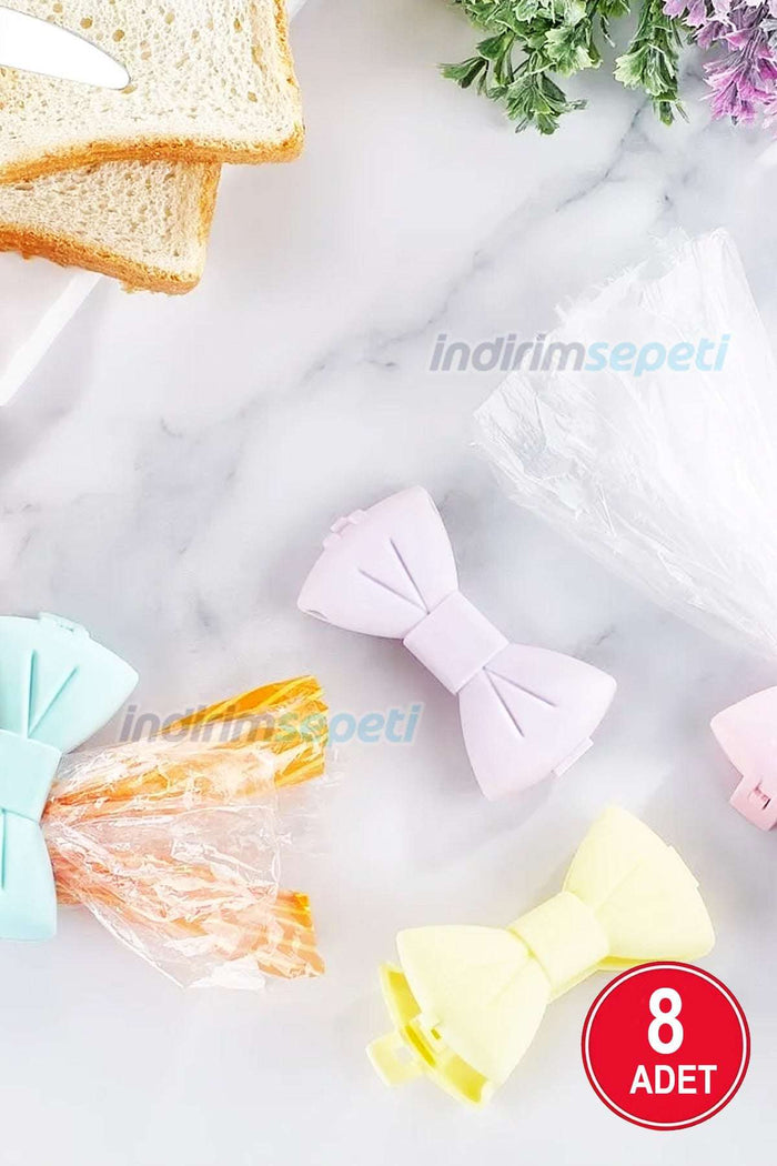 Papyon Desenli Plastik Poşet Klipsi, Organizer, Mutfak Düzenleyici 8 Adet - Indirimsepeti