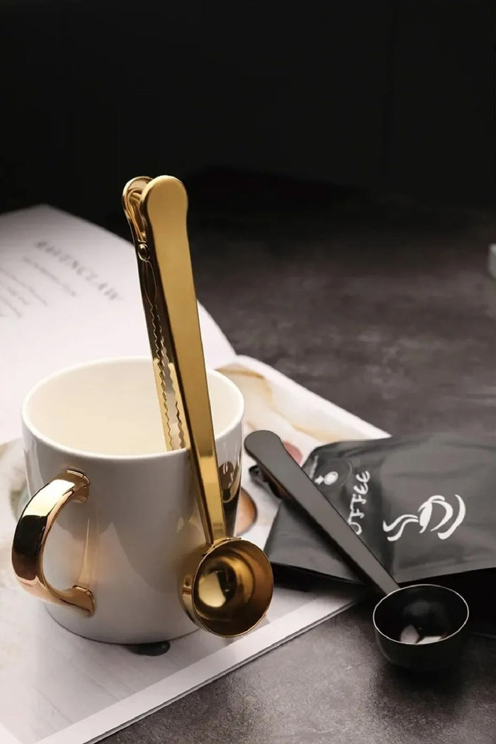 Mandallı Kahve Ölçü Kaşığı Gold Çok Fonksiyonlu Paslanmaz Çelik Kaşık - Indirimsepeti