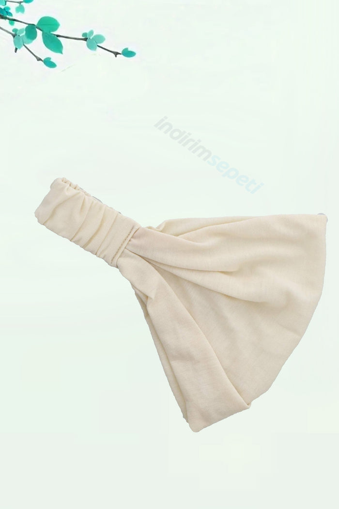 Saç Bandı Bandanası Bahar ve Yaz Boho Stili, Lastikli Esnek Bandı, Plaj ve Seyahat Krem - Indirimsepeti