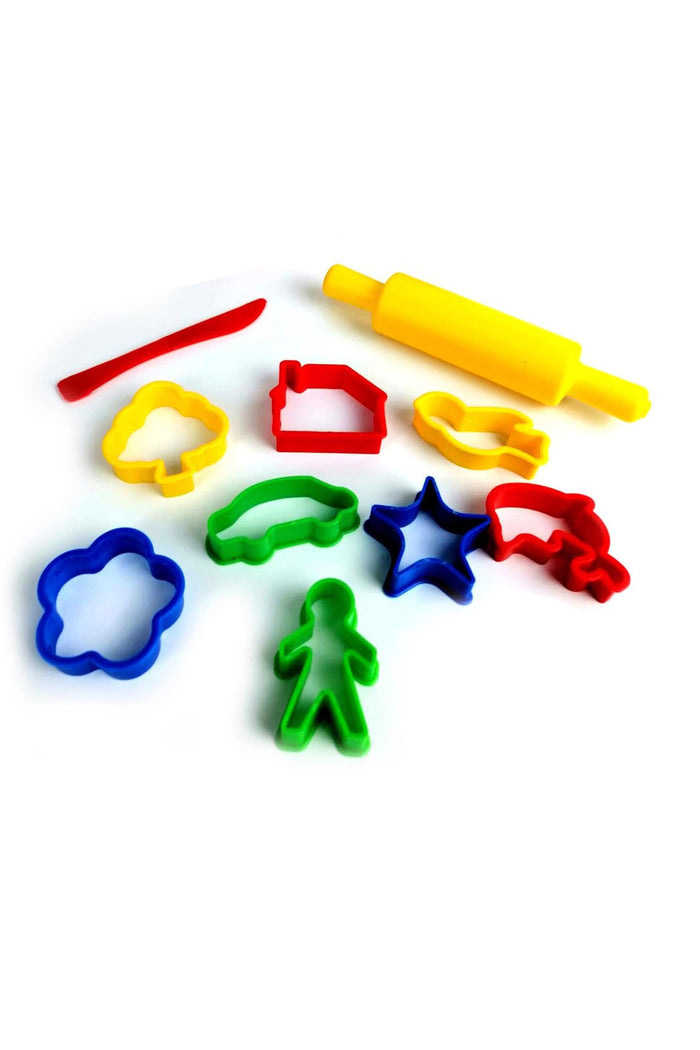 10 Parça Şekilli Merdaneli Oyun Hamuru Kalıbı - Indirimsepeti