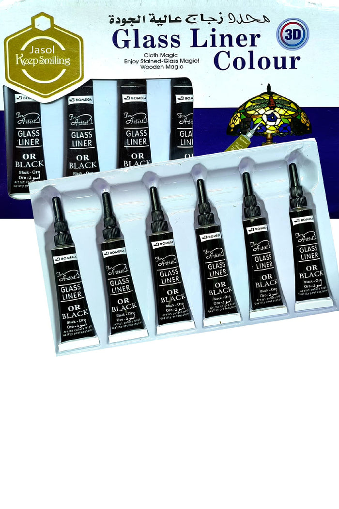 Cam Boyama Astar Siyah Renk 3d Cam Rengi 12ml X 6 tüp Siyah Renk 6'lı Paket 1'li - Indirimsepeti