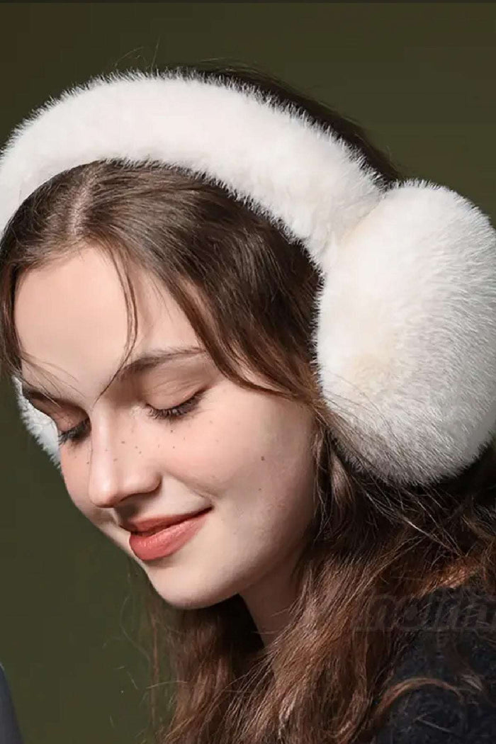 Trend Peluş Kulaklık Katlanır Model Soğuk Koruyucu Peluş Kalın Kışlık Soft Kulaklık Krem - Indirimsepeti
