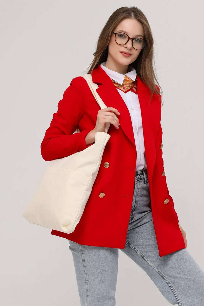 Düz Keten Düz Baskısız Bez Çanta, Bej Rengi, 37*28 Kulplu Naturel - Indirimsepeti