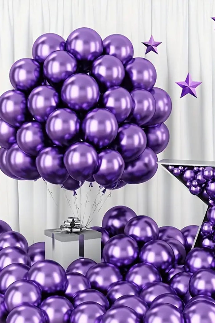 100 Adet Krom Mor Pruple Renk Aynalı Balon Düğün, Nişan, Doğum Günleri, Parti, Mezuniyet - Indirimsepeti