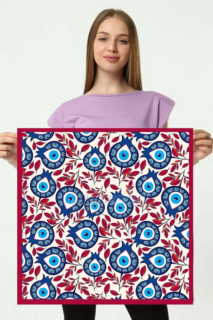 Saten Kumaş ipeksi Bandana Fular Lale Mozaik Desenli Tulip Mosaic Pattern - Indirimsepeti