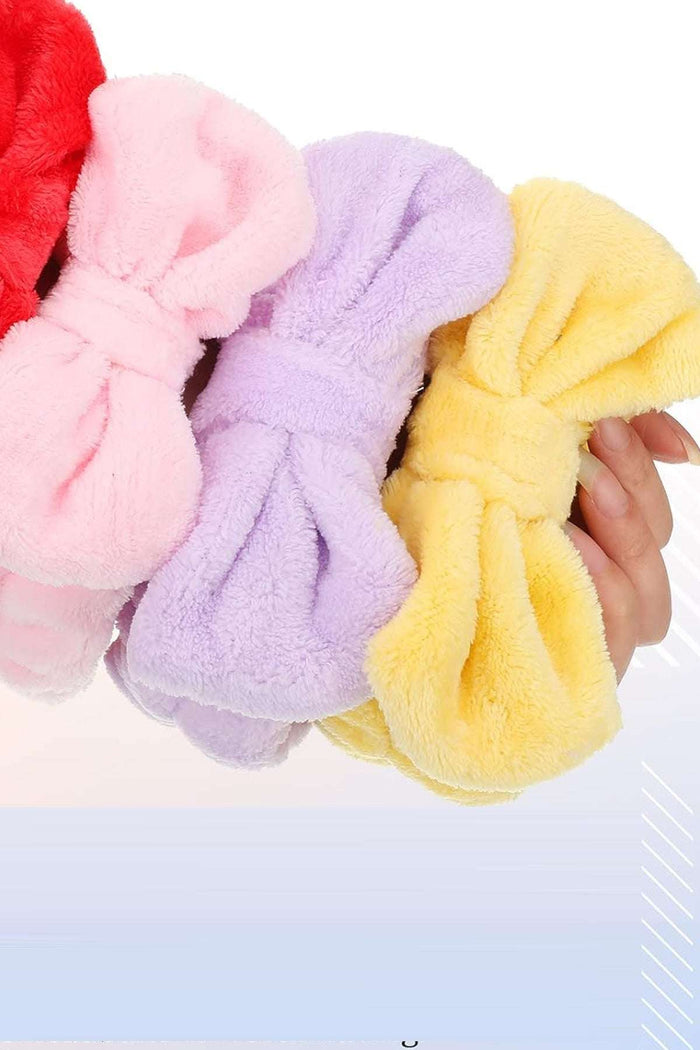 Pelüş Fiyonklu Saç Bandı Makyaj Saç Aksesuar Lastikli Lila - Indirimsepeti