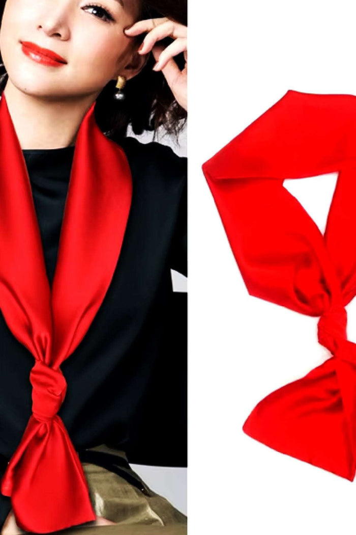 Saten Kırmızı Pürüzsüz Fular Zarif Stil Profesyonel Dekoratif Özel Dikim 22 x 124 cm - Indirimsepeti