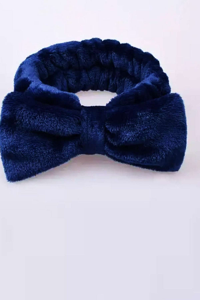 Pelüş Saç Bandı Makyaj Saç Aksesuar Lastikli Lacivert - Indirimsepeti