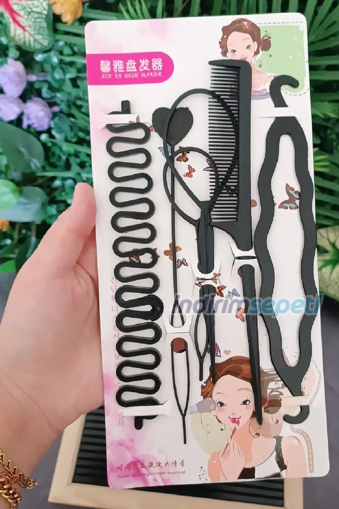 Saç Örme Saç Şekillendirme Aparatı Aksesuarı 6 lı Farklı Siyah Set - Indirimsepeti