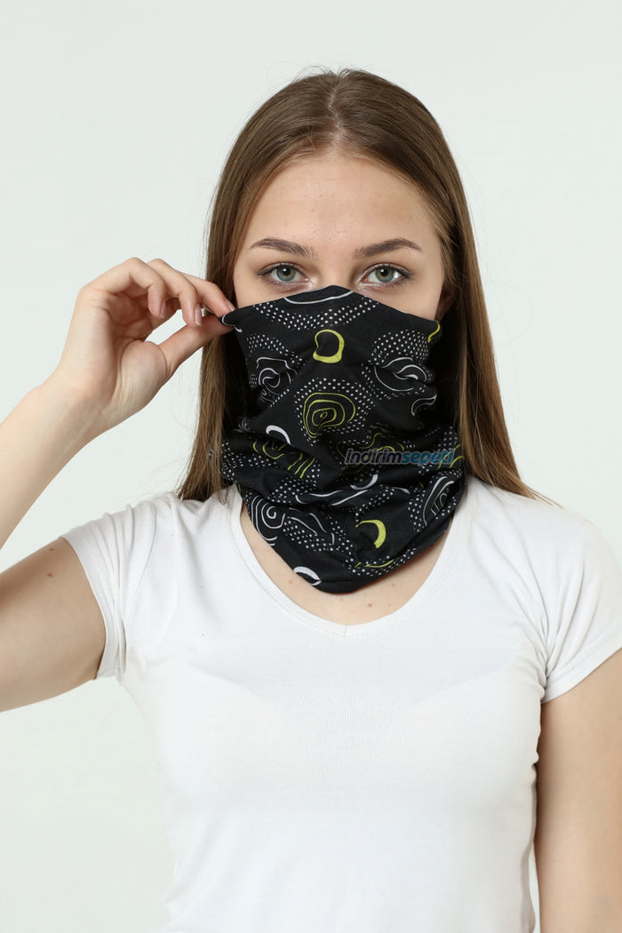 Buff Dikişsiz Boyunluk Maske Baf Bandana Saç Bandı Kamp Aksesuar Güneş Desen Siyah - Indirimsepeti