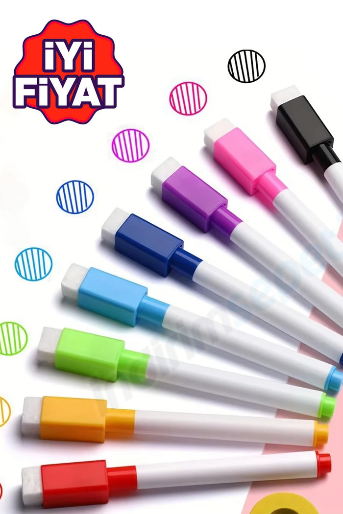 Mini Silgili Beyaz Tahta Kalemi Okul Sınıf Tahta Kalem işaretleyici Dahili Silgi Karışık Renk 1 Adet - Indirimsepeti