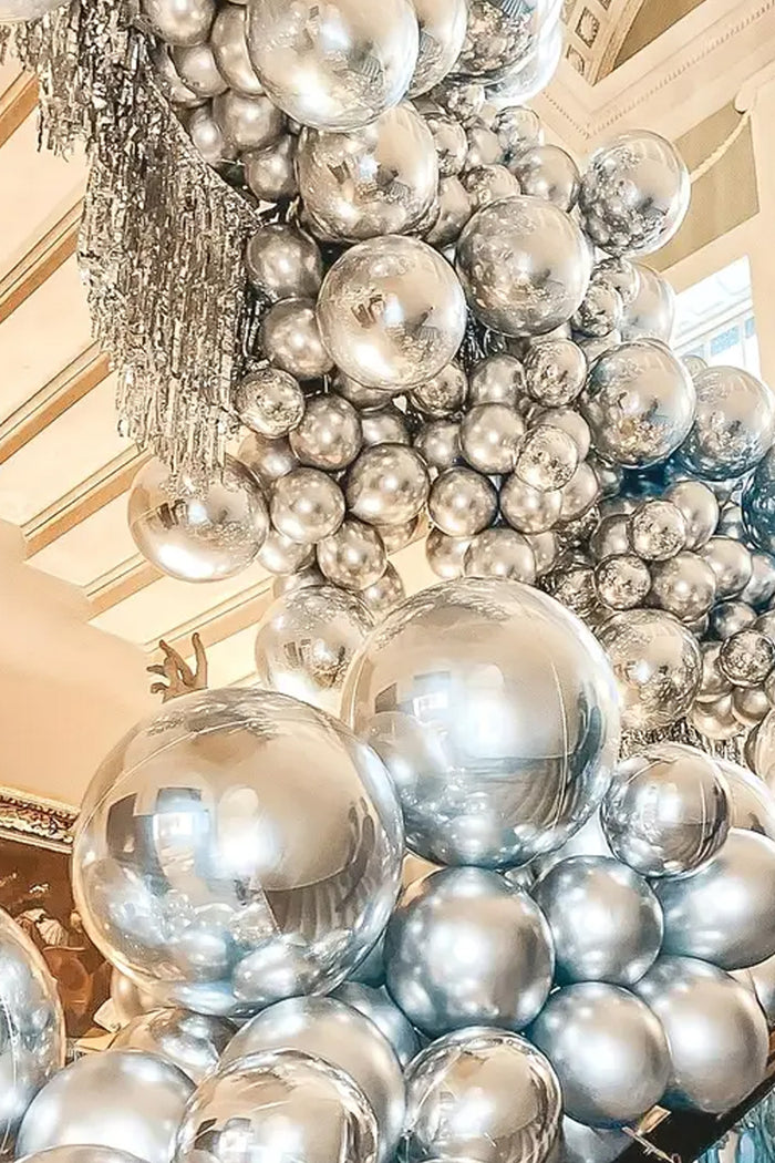 100 Adet Metalik Krom Silver Gümüş Balon Doğum Günü Süsleme Düğün Bebek Parti Balonları - Indirimsepeti