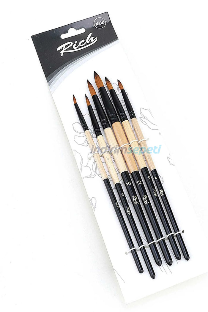 Rich Set-5 Detay Fırça Seti 6'lı Yuvarlak Sivri Fırça - Indirimsepeti