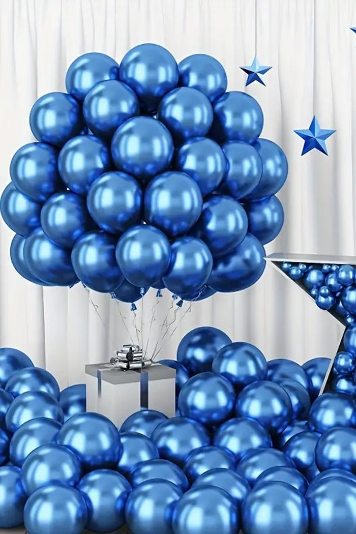100 Adet Metalik Krom Mavi Blue Renk Balon Doğum Günü Süsleme Düğün Bebek Parti Balonları - Indirimsepeti