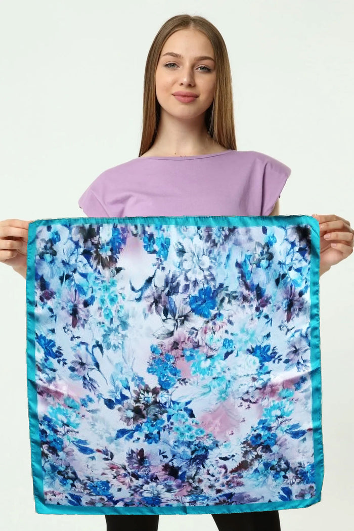 Fular Bandana Çiçek Desenli Rayon Viskon Saten - Indirimsepeti