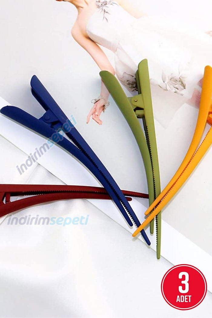 Metal Renkli kaymaz XL Timsah klip saç tokası kuaförlük şekillendirici Saç şekillendirici 3 Adet - Indirimsepeti