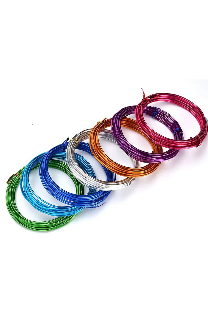 Renkli Alüminyum El Sanatları Teli 5 Metre Uzunluğunda 10 Rulo | 1 mm Esnek Kaplama Metal Tel – El Sanatları, Çiçek, Takı ve Kendin Yap Projeleri için